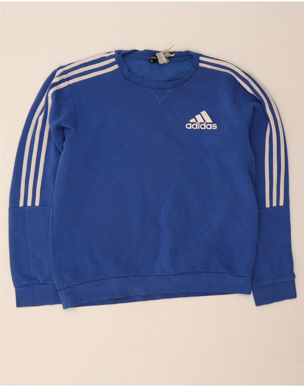 Adidas Womens Sweatshirt Jumper UK 14 Medium Blue Cotton