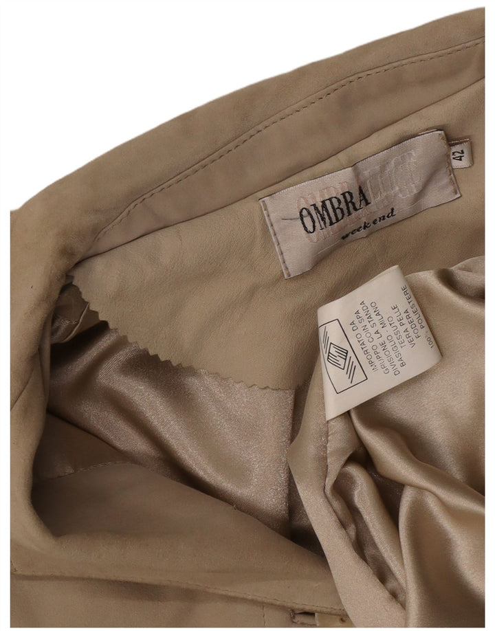 Ombraluce Damen Weekend 4-Knopf-Blazer aus Wildleder IT 42 Mittelbeige