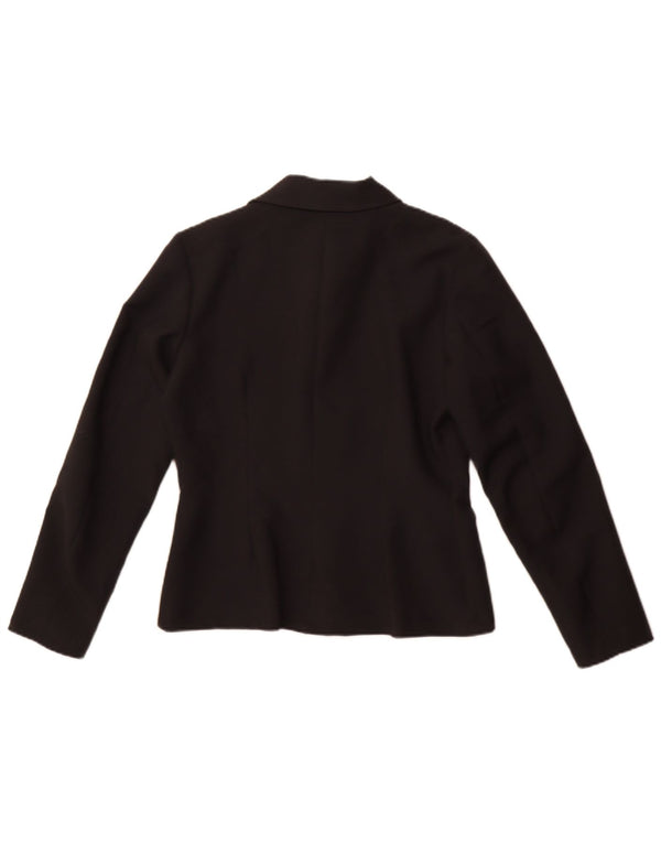 Vintage Damen 4-Knopf-Blazerjacke IT 44 Mittelschwarzes Polyester