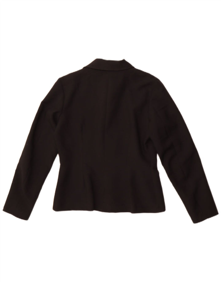 Vintage Damen 4-Knopf-Blazerjacke IT 44 Mittelschwarzes Polyester