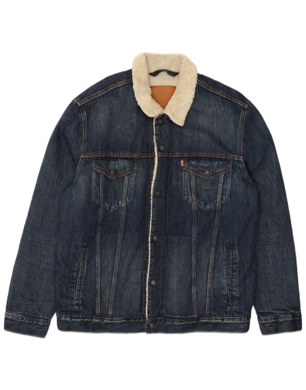 Levi's Herren Sherpa Jeansjacke UK 42 XL Blaue Baumwolle