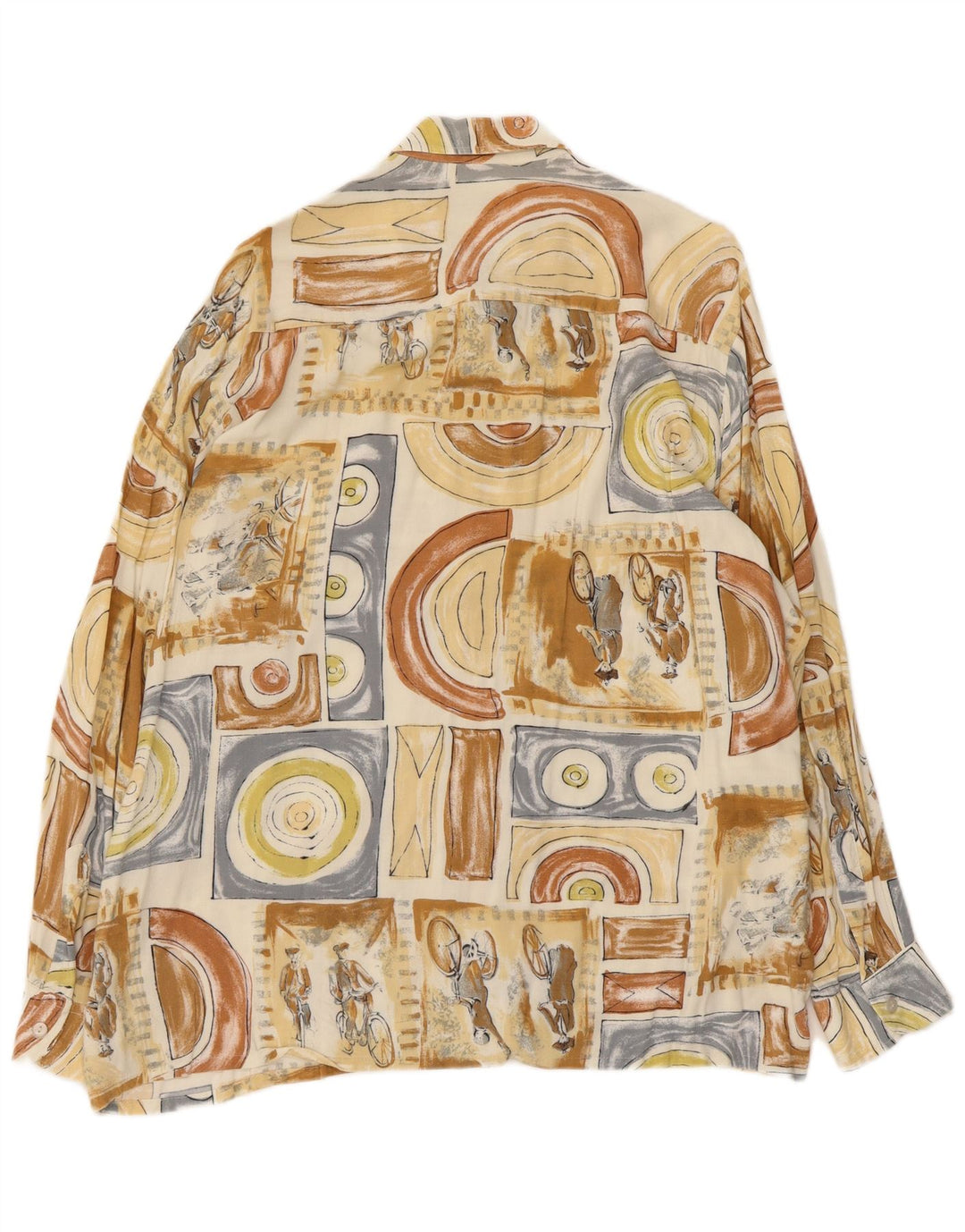 John F. Gee Herren-Hemd mit abstraktem Muster, Größe 43/44, große beige Viskose