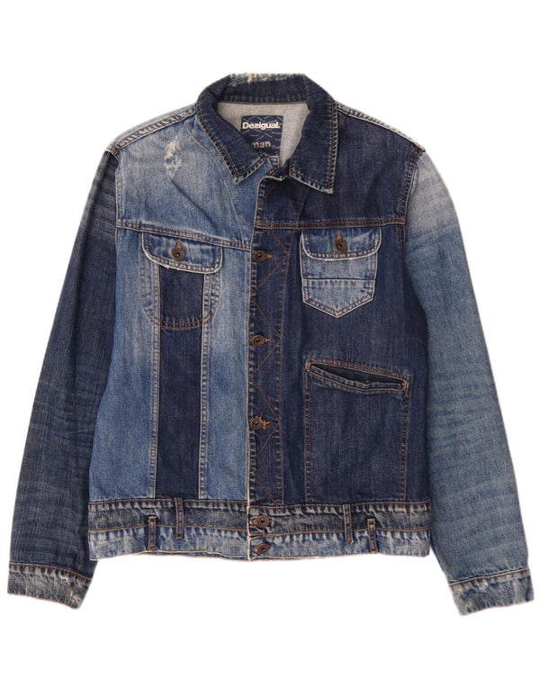 Desigual Herren Jeansjacke UK 40 Große blaue Baumwolle