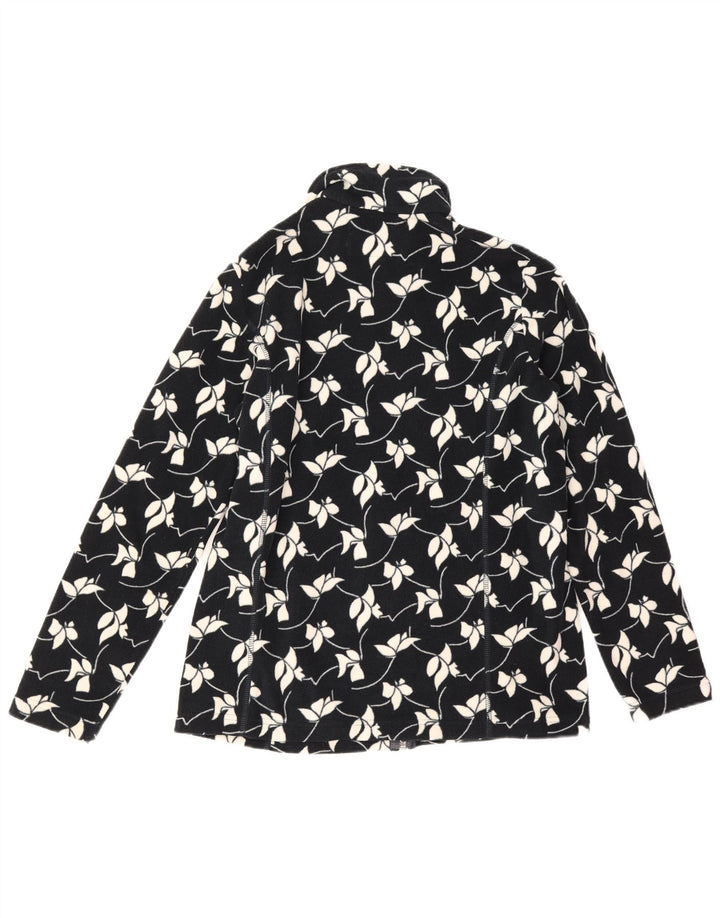 Lands End Damen Fleecejacke UK 14 Medium Navy Blue Floral Polyester