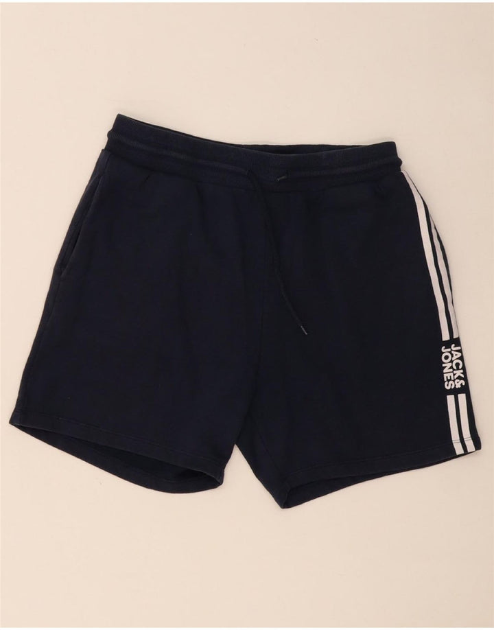 JACK & JONES Mens Graphic Sport Shorts Medium Navy Blue Cotton