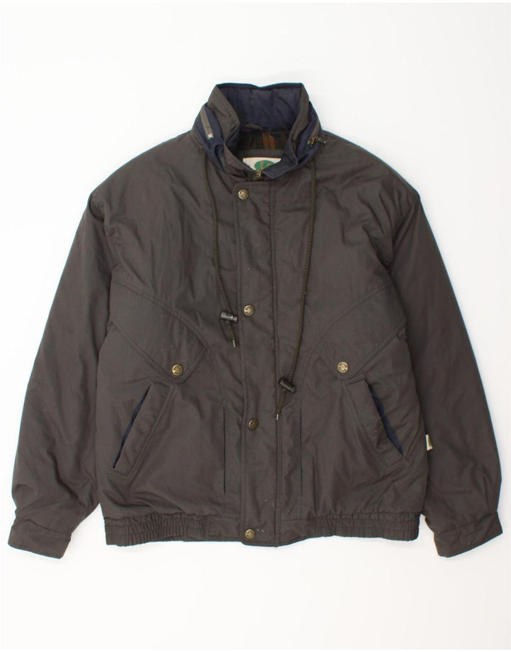 LORD ANTHONY Mens Hooded Padded Bomber Jacket UK 36 Small Grey Polyester Vintage Lord Anthony and Second-Hand Lord Anthony from Messina Hembry 