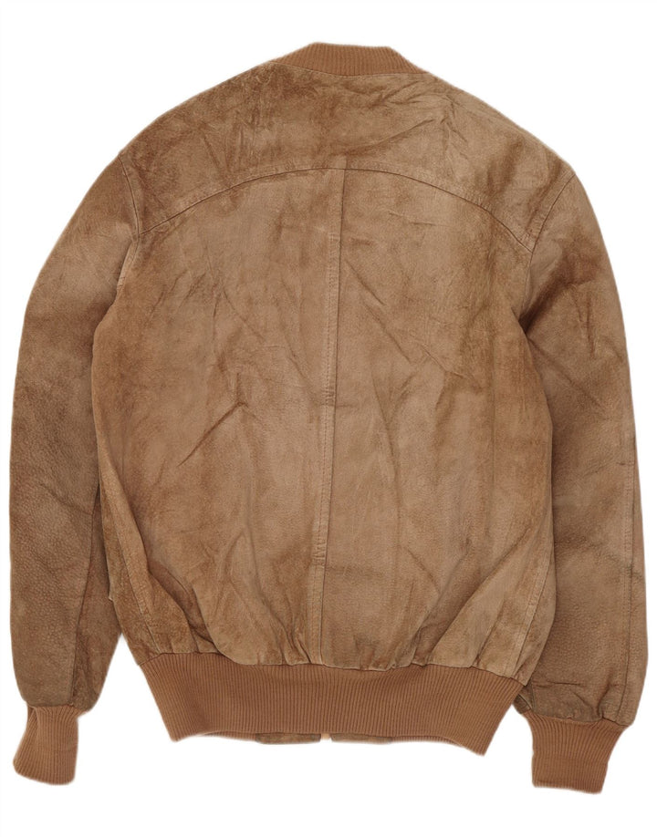 MONPEL Herren Wildleder Bomberjacke IT 46 Kleines braunes Leder