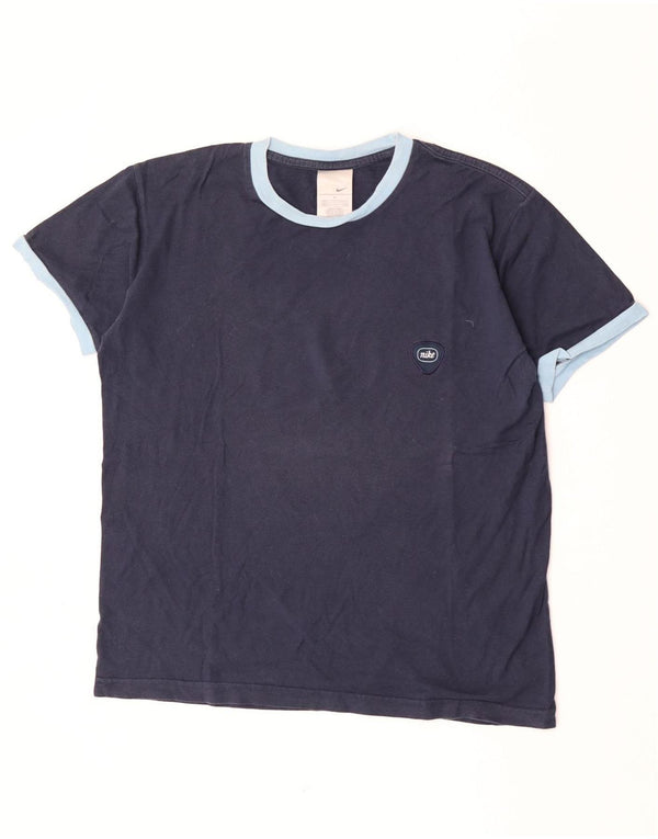 Nike Herren T-Shirt Top UK 42/44 Große marineblaue Baumwolle