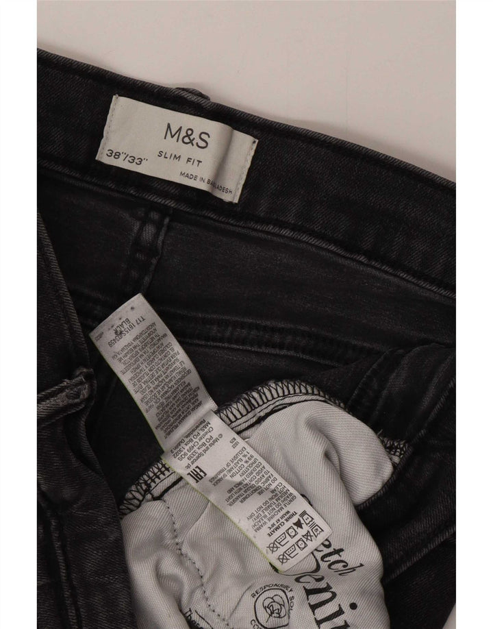 Marks & Spencer Slim-Jeans für Herren, W38, L33, graue Baumwolle