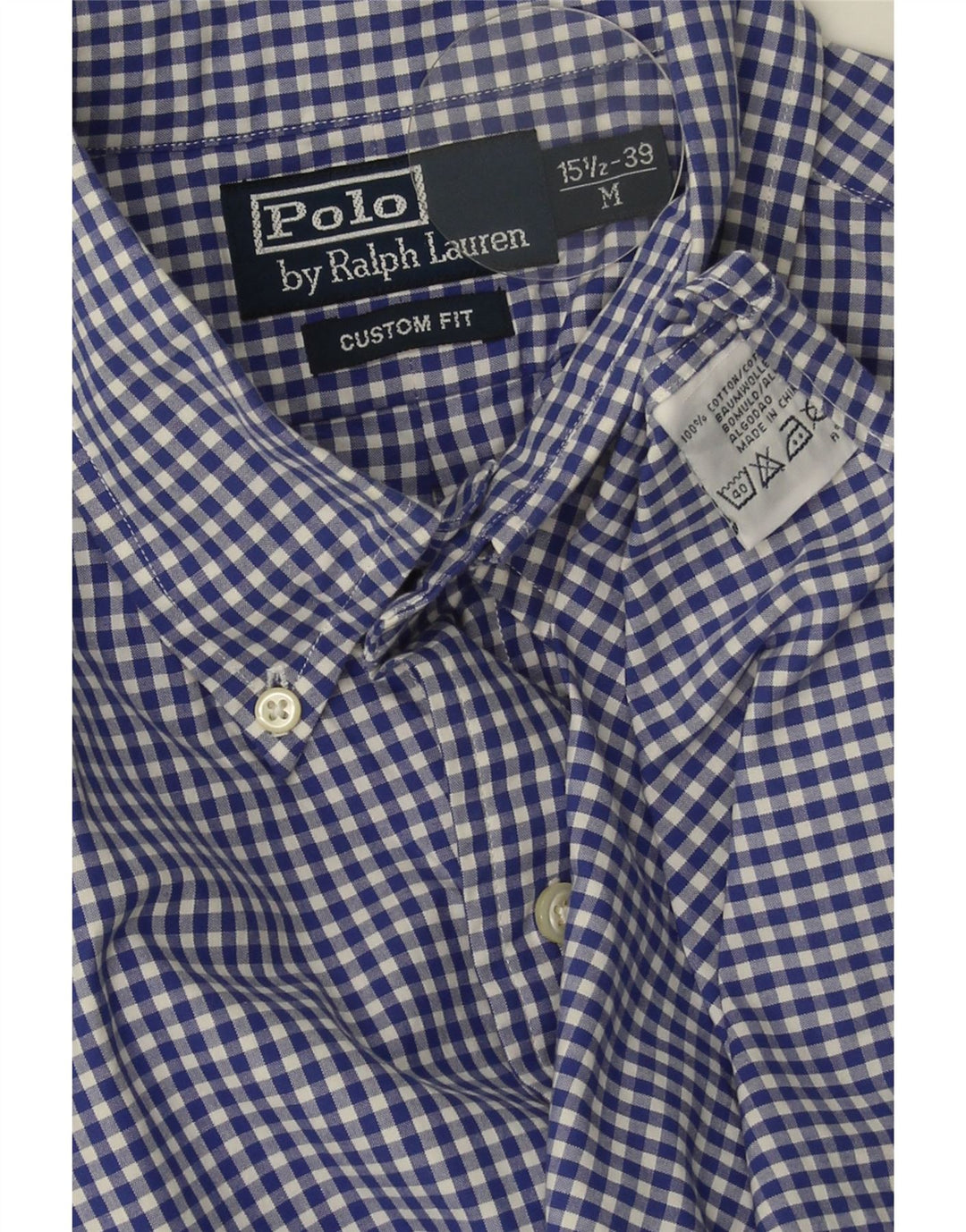 Polo Ralph Lauren Herrenhemd Größe 39 15 1/2 Mittel Marineblau Gingham