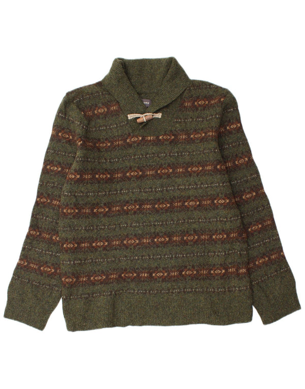 Dockers Damen-Pullover mit Schalkragen, UK 16, Größe L, Khaki, Fair-Isle-Wolle