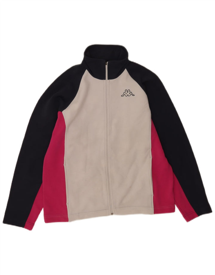 Kappa Damen-Trainingsanzug-Oberteiljacke UK 14 Mittelweißes Colourblock-Polyester