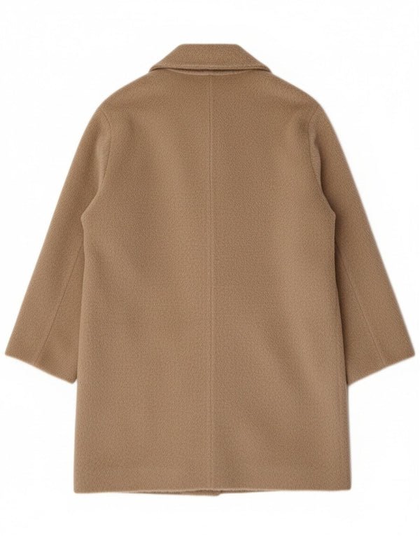 Vintage Damen Übergroßer Mantel UK 12 Mittelbeige Wolle