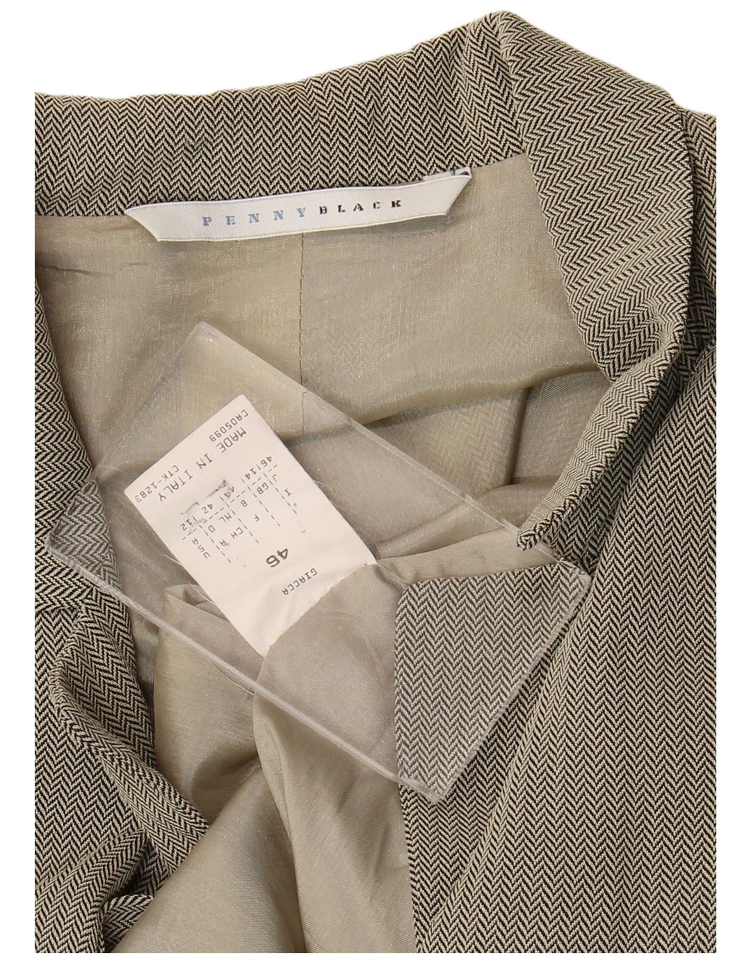 Penny Black Damen-Blazer mit 3 Knöpfen, Gr. 14, großes graues Fischgrätenmuster