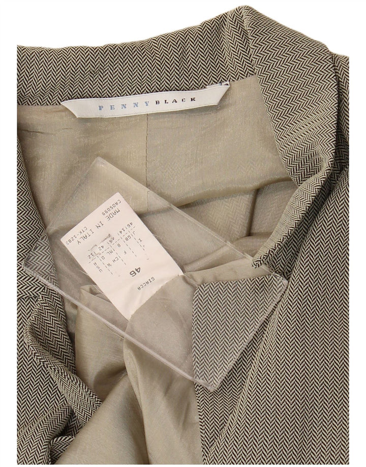 Penny Black Damen-Blazer mit 3 Knöpfen, Gr. 14, großes graues Fischgrätenmuster