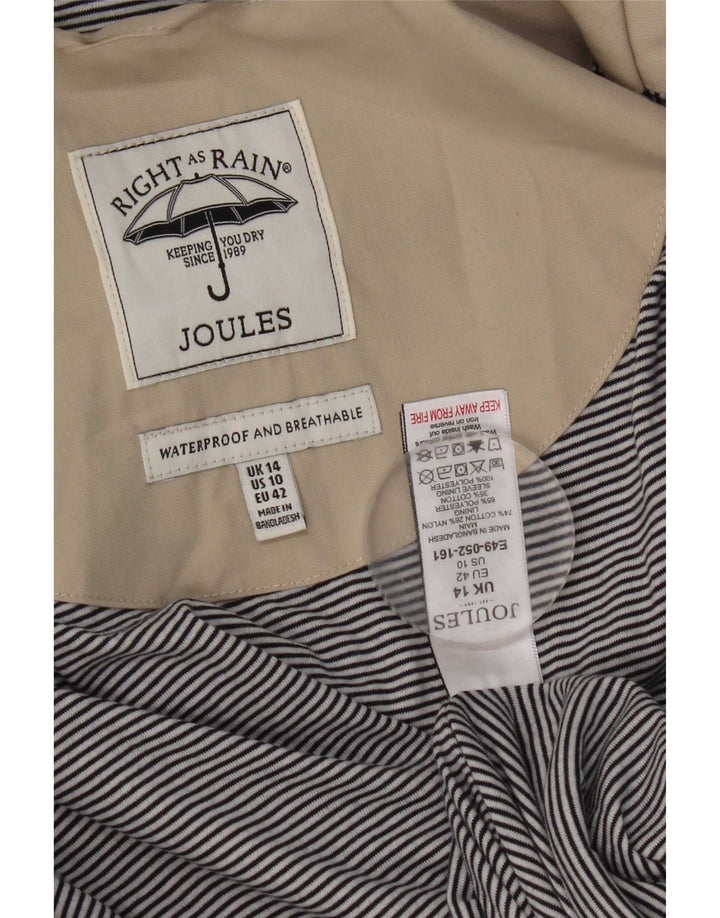 Joules Damen-Regenjacke mit Kapuze, reguläre Passform, UK 14, mittelgraue Baumwolle