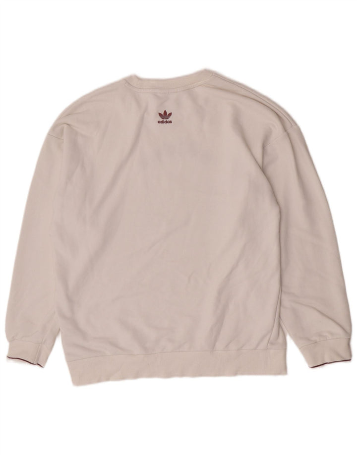 Adidas Womens Graphic Oversized Sweatshirt Pullover UK 10 Small Weiße Baumwolle