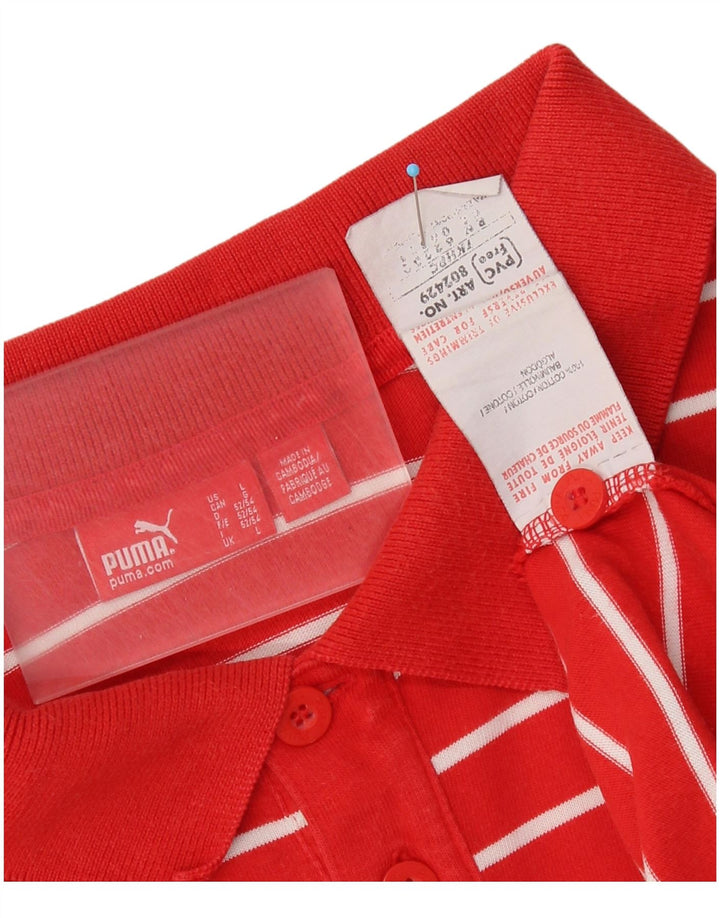 Puma Herren-Poloshirt, groß, rot gestreift, Baumwolle