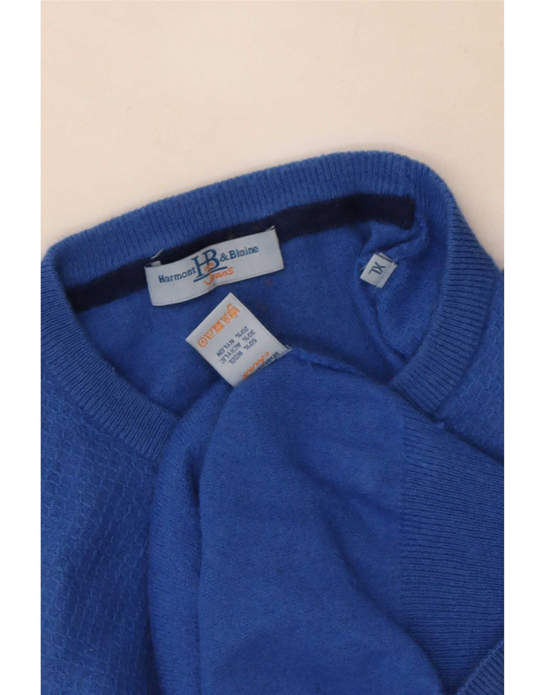 Harmont & Blaine Herren-Pullover mit Rundhalsausschnitt, XL, blaue Wolle