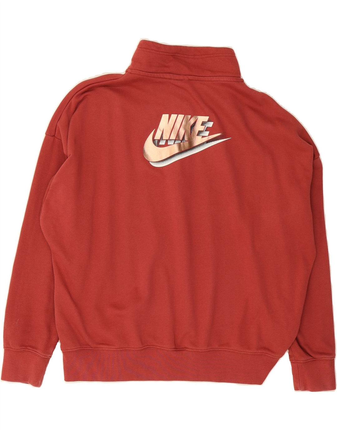 NIKE Womens Oversized Graphic Sweatshirt Jumper UK 14 Medium Maroon Vintage Nike and Second-Hand Nike from Messina Hembry 