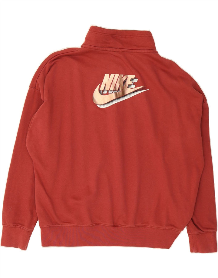 NIKE Womens Oversized Graphic Sweatshirt Jumper UK 14 Medium Maroon Vintage Nike and Second-Hand Nike from Messina Hembry 