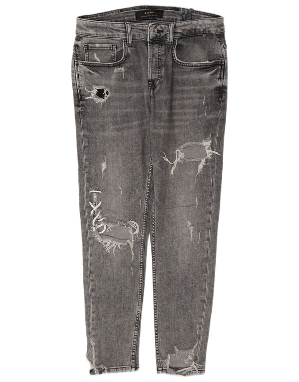 Zara Herren Distressed Skinny Jeans EU 40 Medium W31 L28 Graue Baumwolle
