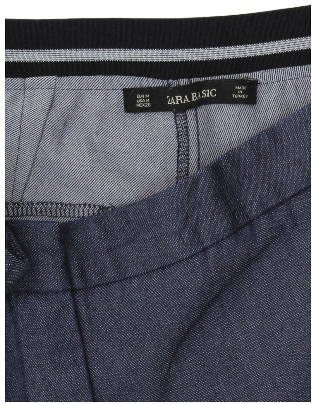 Zara Damen Tapered Chino Hose Medium W28 L27 Blau Polyester
