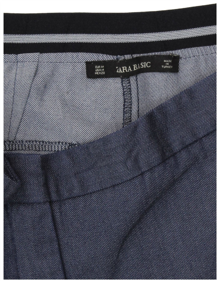 Zara Damen Tapered Chino Hose Medium W28 L27 Blau Polyester