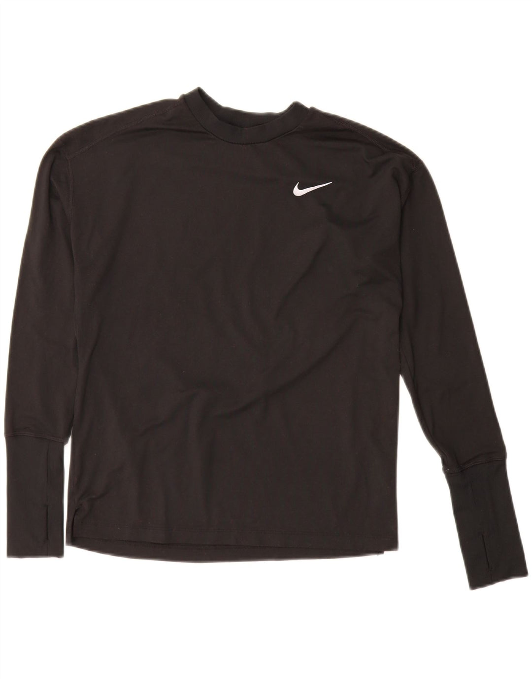 Nike Damen Dri Fit Übergroßes Top Langarm UK 10 Small Schwarz Polyester