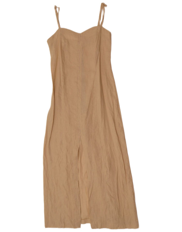 Planet Damen Slip-Kleid UK 12 Medium Beige Leinen