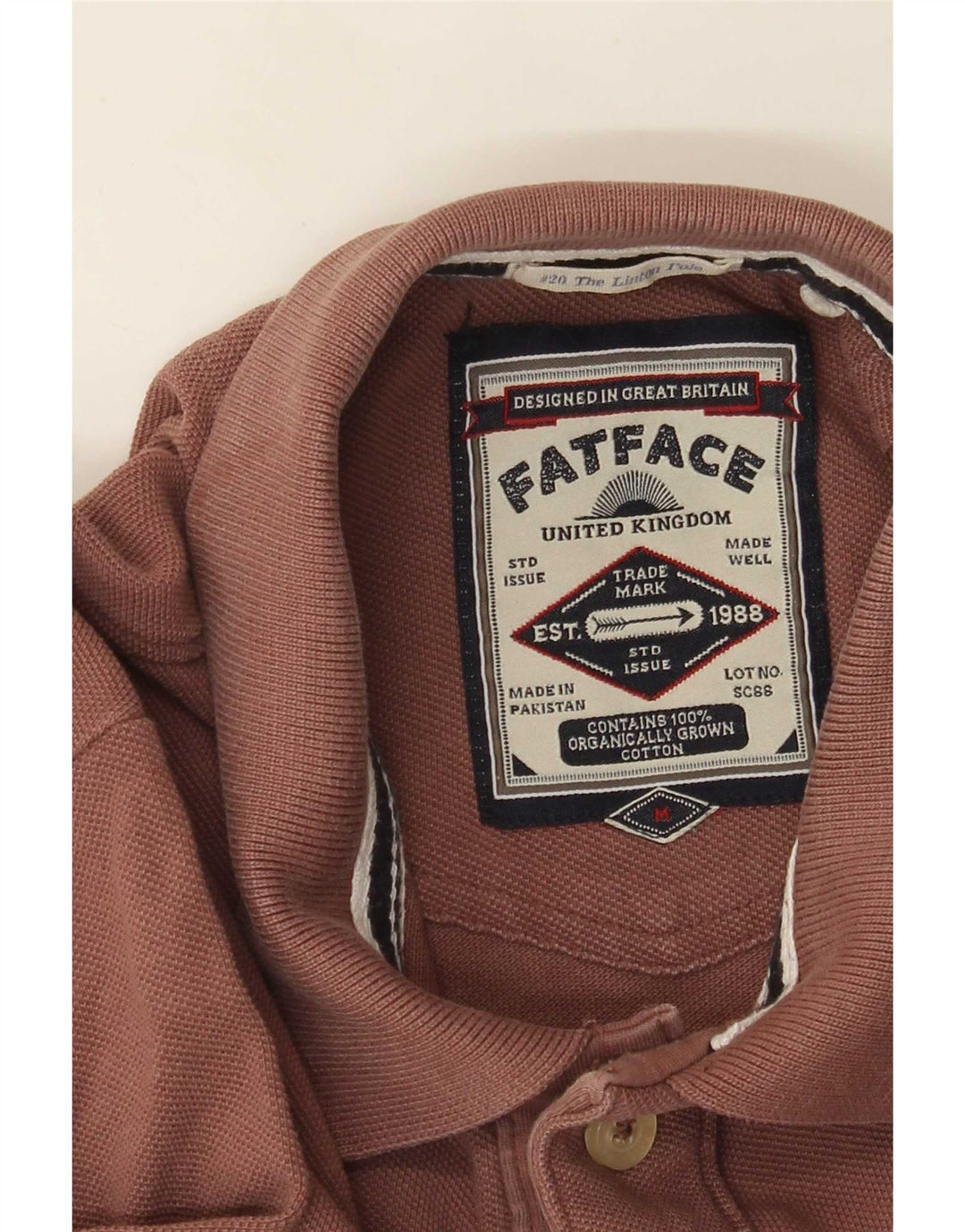Fat Face Herren-Langarm-Poloshirt aus mittelbrauner Baumwolle