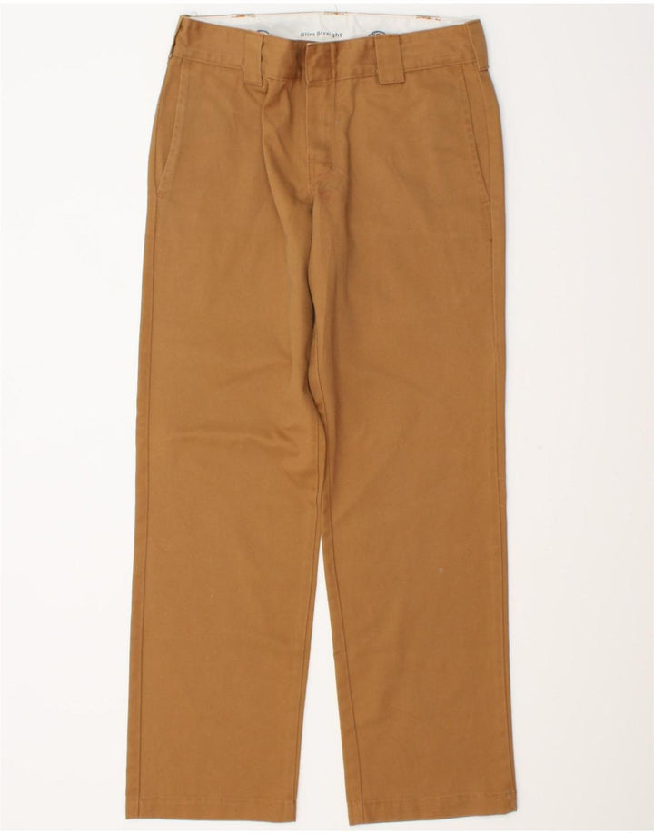 DICKIES Mens Slim Straight Chino Trousers W30 L32 Brown Polyester Vintage Dickies and Second-Hand Dickies from Messina Hembry 