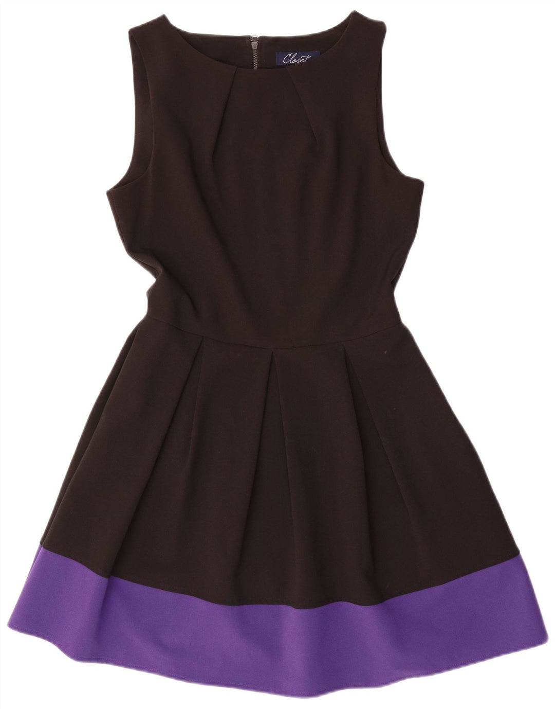 CLOSET Ärmelloses A-Linien-Kleid für Damen, UK 12, Mittelschwarz, Farbblock