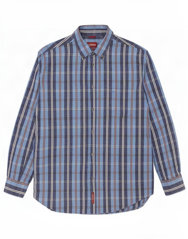 Carrera Herrenhemd 2XL Blau kariert Baumwolle