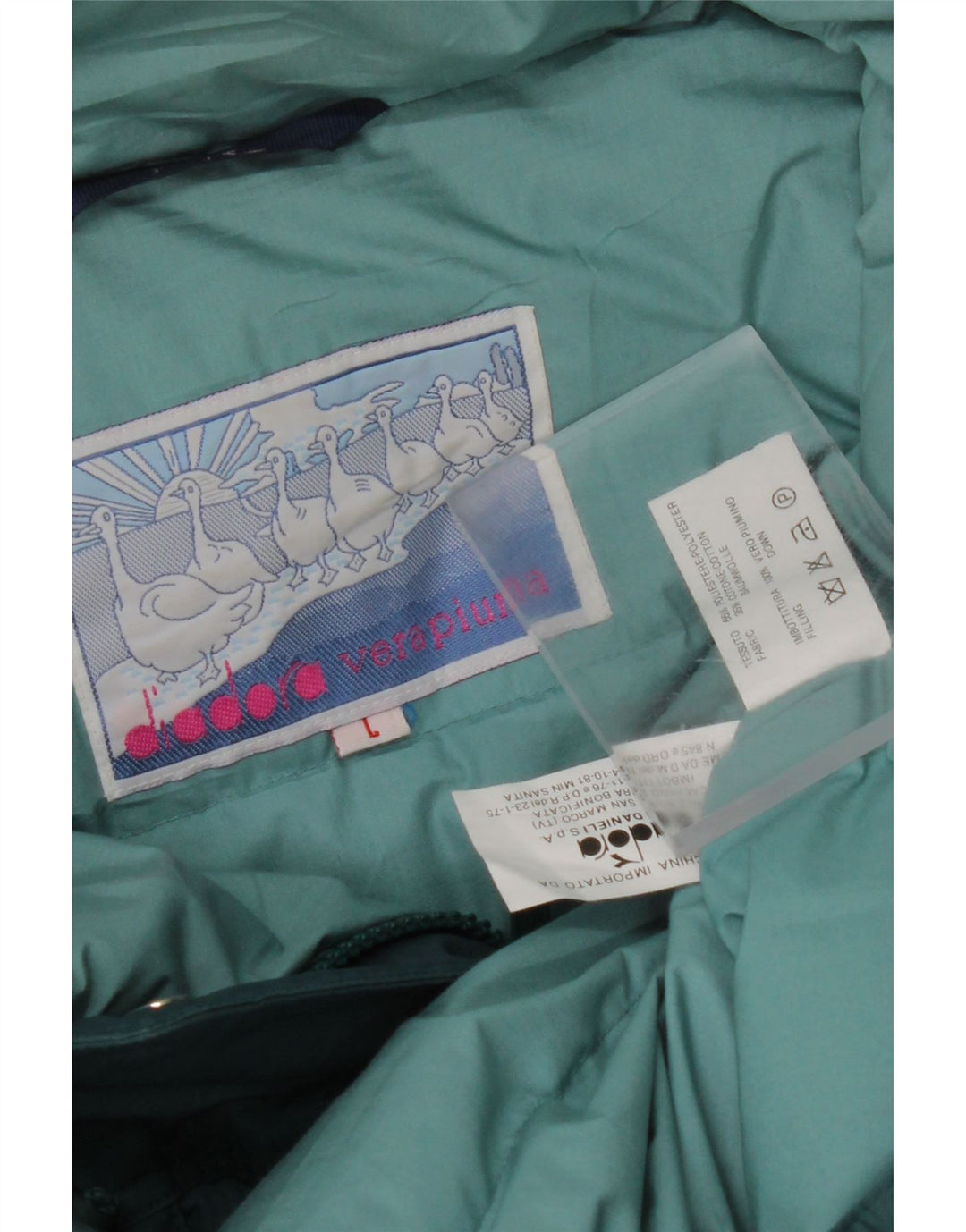 DIADORA Womens Oversized Hooded Padded Jacket UK 16 Large Blue Floral