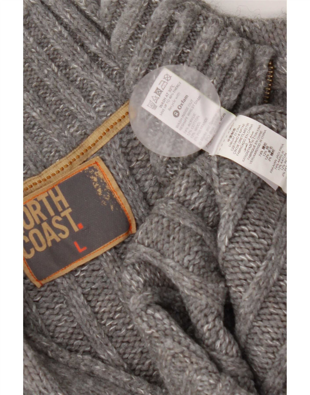 Marks & Spencer Herren-Pullover mit Reißverschluss am Hals, großes, grau meliertes Acryl