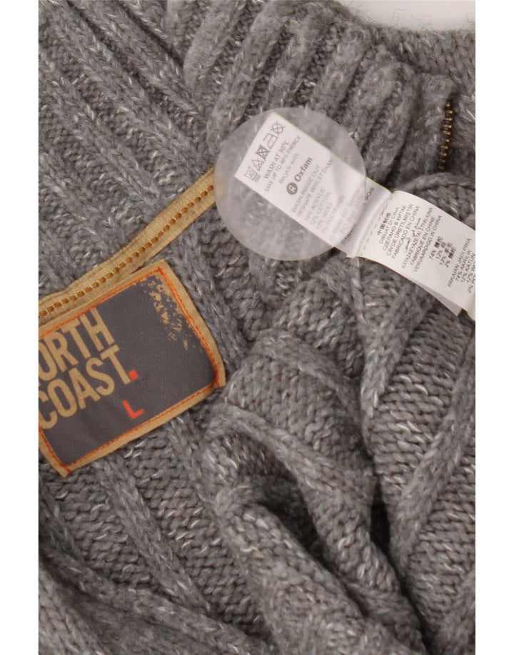 Marks & Spencer Herren-Pullover mit Reißverschluss am Hals, großes, grau meliertes Acryl