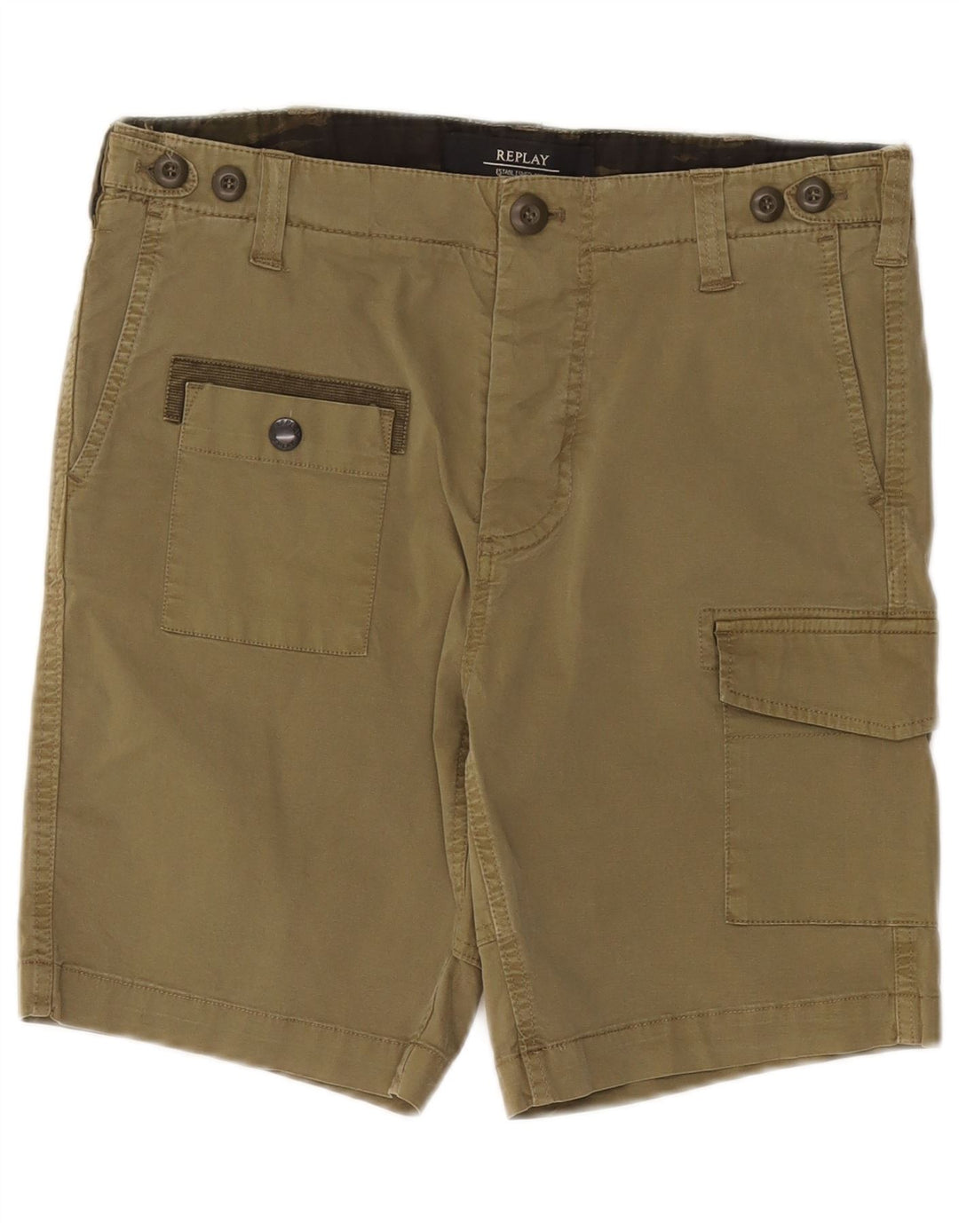 REPLAY Herren Cargoshorts W29 Small Khaki Baumwolle