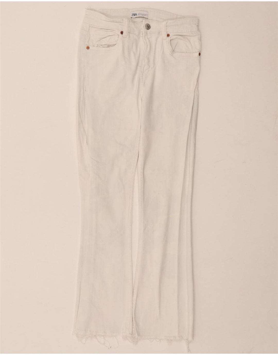 Zara Damen Bootcut Jeans EU 34 2XS W24 L26 Weiße Baumwolle