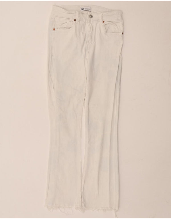 Zara Damen Bootcut Jeans EU 34 2XS W24 L26 Weiße Baumwolle