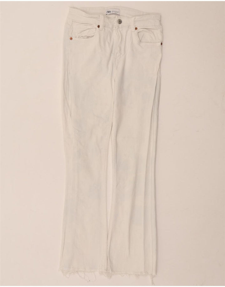 Zara Damen Bootcut Jeans EU 34 2XS W24 L26 Weiße Baumwolle