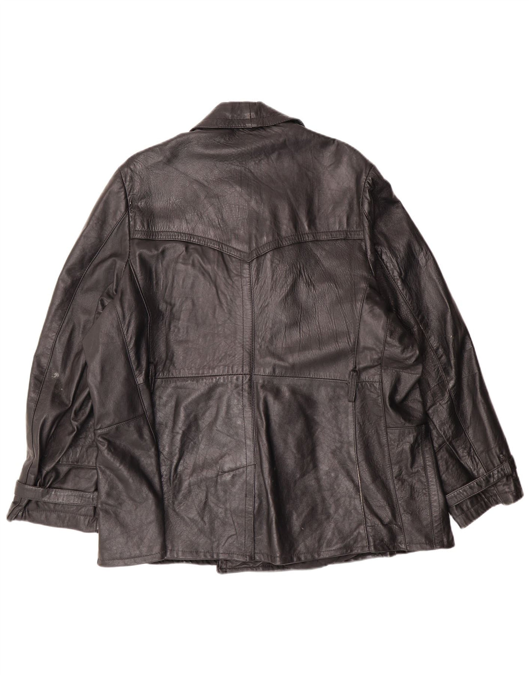 Vintage Herren Zweireihige Lederjacke UK 40 Großes schwarzes Leder