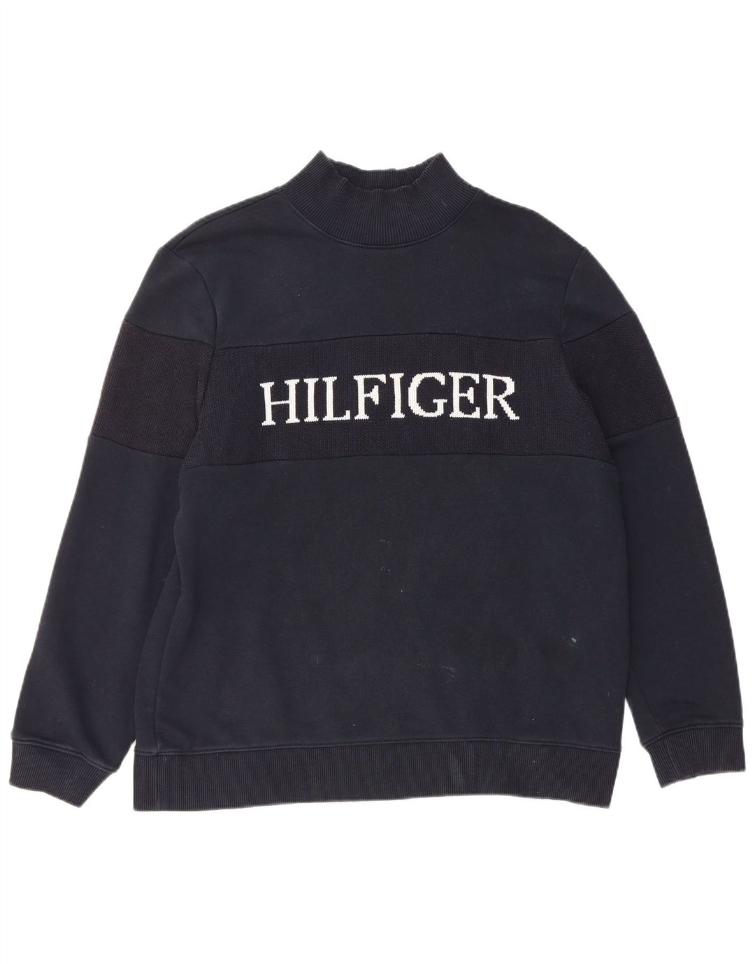 Tommy Hilfiger Damen Grafik-Sweatshirt-Pullover UK 14 Mittelschwarze Baumwolle
