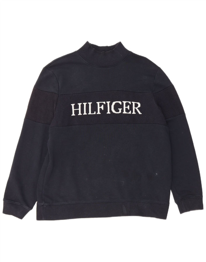 Tommy Hilfiger Damen Grafik-Sweatshirt-Pullover UK 14 Mittelschwarze Baumwolle