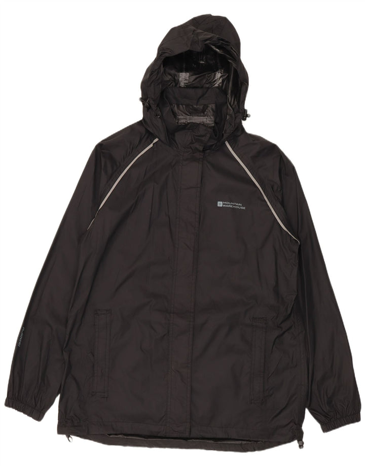 Mountain Warehouse Damen-Regenjacke mit Kapuze, UK 12, Mittelschwarzes Nylon