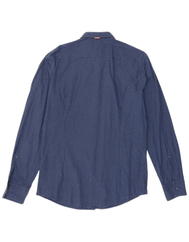 Hugo Boss Slim-Fit-Hemd für Herren, großes blaues Gingham-Karomuster