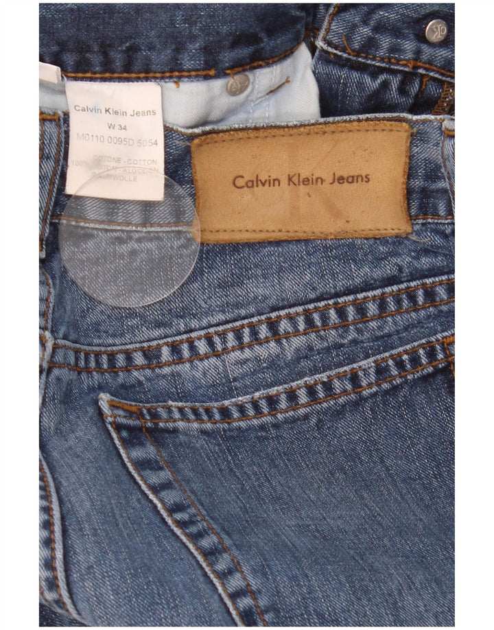 Calvin Klein Herren Distressed Straight Jeans W34 L31 Blaue Baumwolle