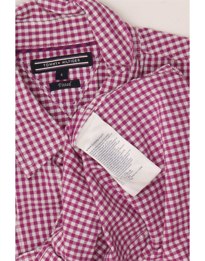Tommy Hilfiger Damen-Hemd, tailliert, US 6, mittelviolett, Gingham-Baumwolle