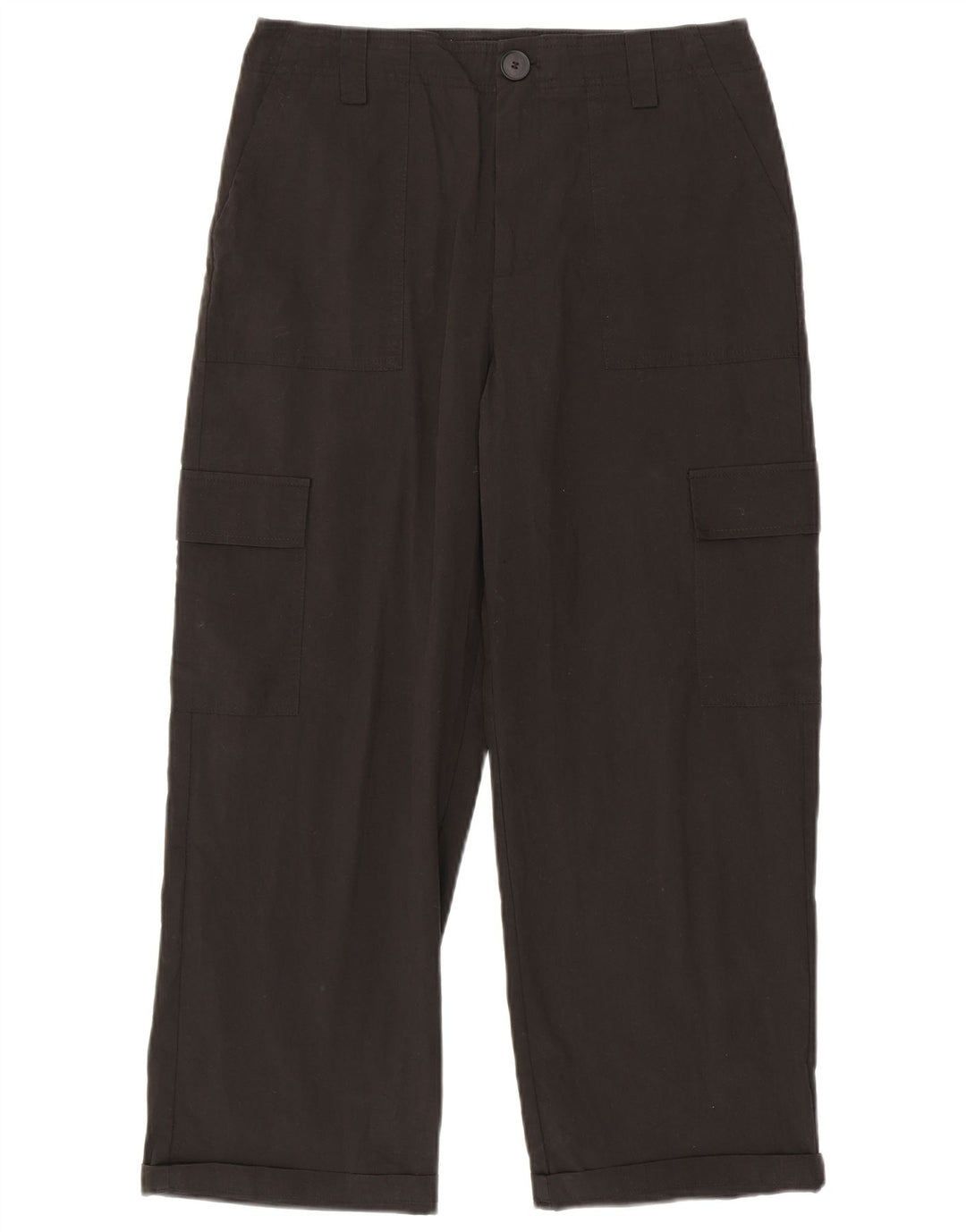 Gerade Cargohose für Damen von Zara, mittelgroß, W28, L25, schwarze Baumwolle
