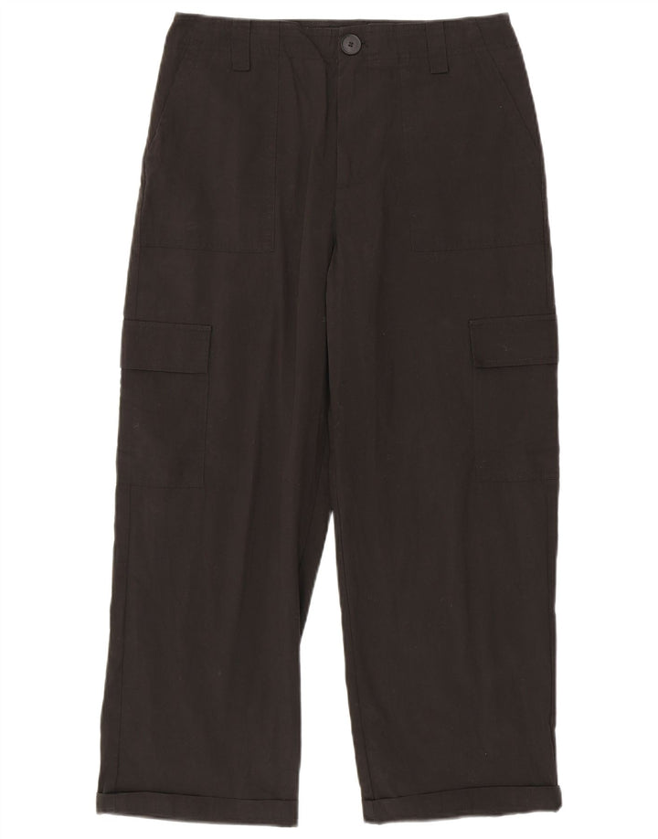 Gerade Cargohose für Damen von Zara, mittelgroß, W28, L25, schwarze Baumwolle